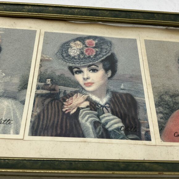 VTG Victorian Colette Framed Print Trio Picture French Provincial Lady Woman - Picture 6 of 12